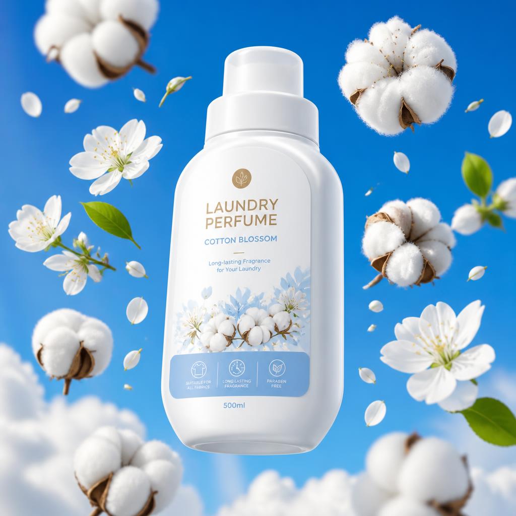 Wasparfum Nuvola di Cotone omringd door katoenbloemen