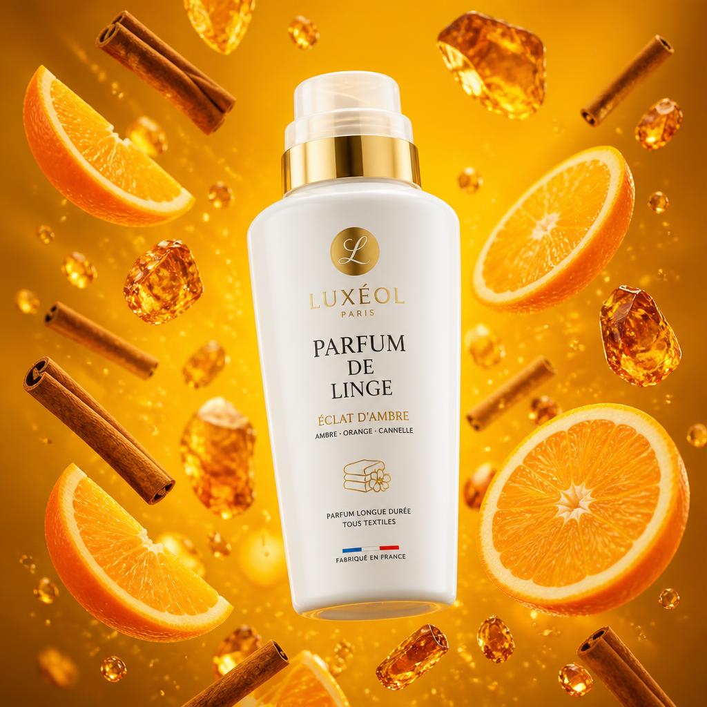 Wasparfum Oro e Zaffiro met gouden detail naast witte orchideeën